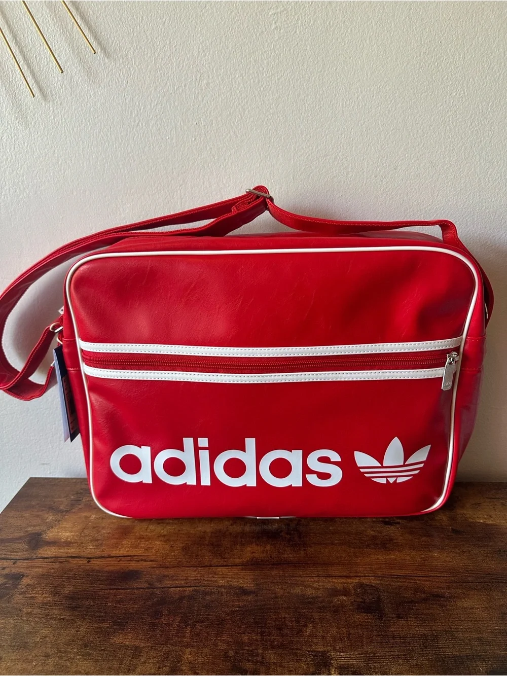 Adidas Retro Red Shoulder Messenger Bag w/ White Stripe Trefoil Airliner OG NWT